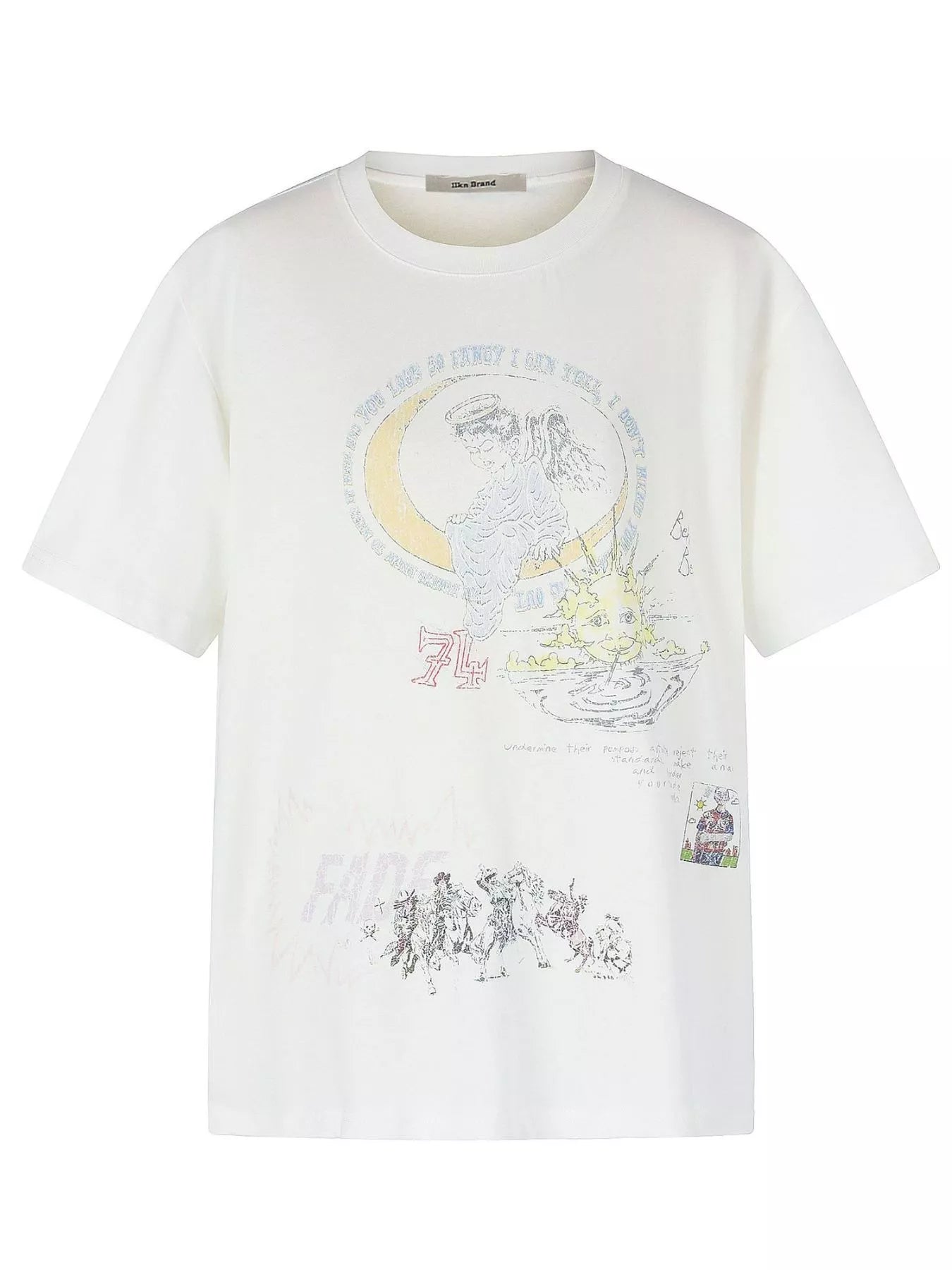 Men's artistic round-neck graphic T-shirt made from a slightly stretchy cotton-spandex blend.