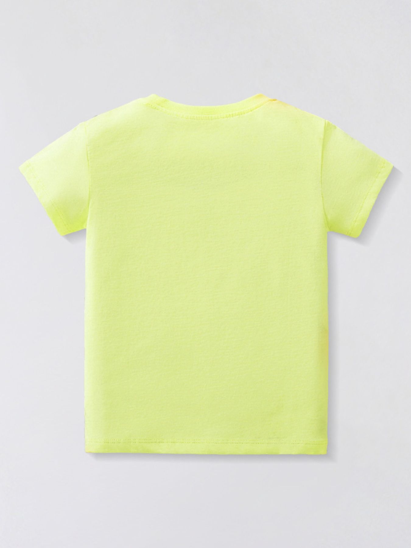 Flat lay back view of the plain children's light green short sleeve t-shirt