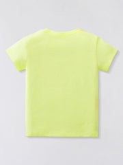 Flat lay back view of the plain children's light green short sleeve t-shirt