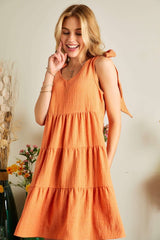 Vestido con cuello en V y hombros anudados ADORA