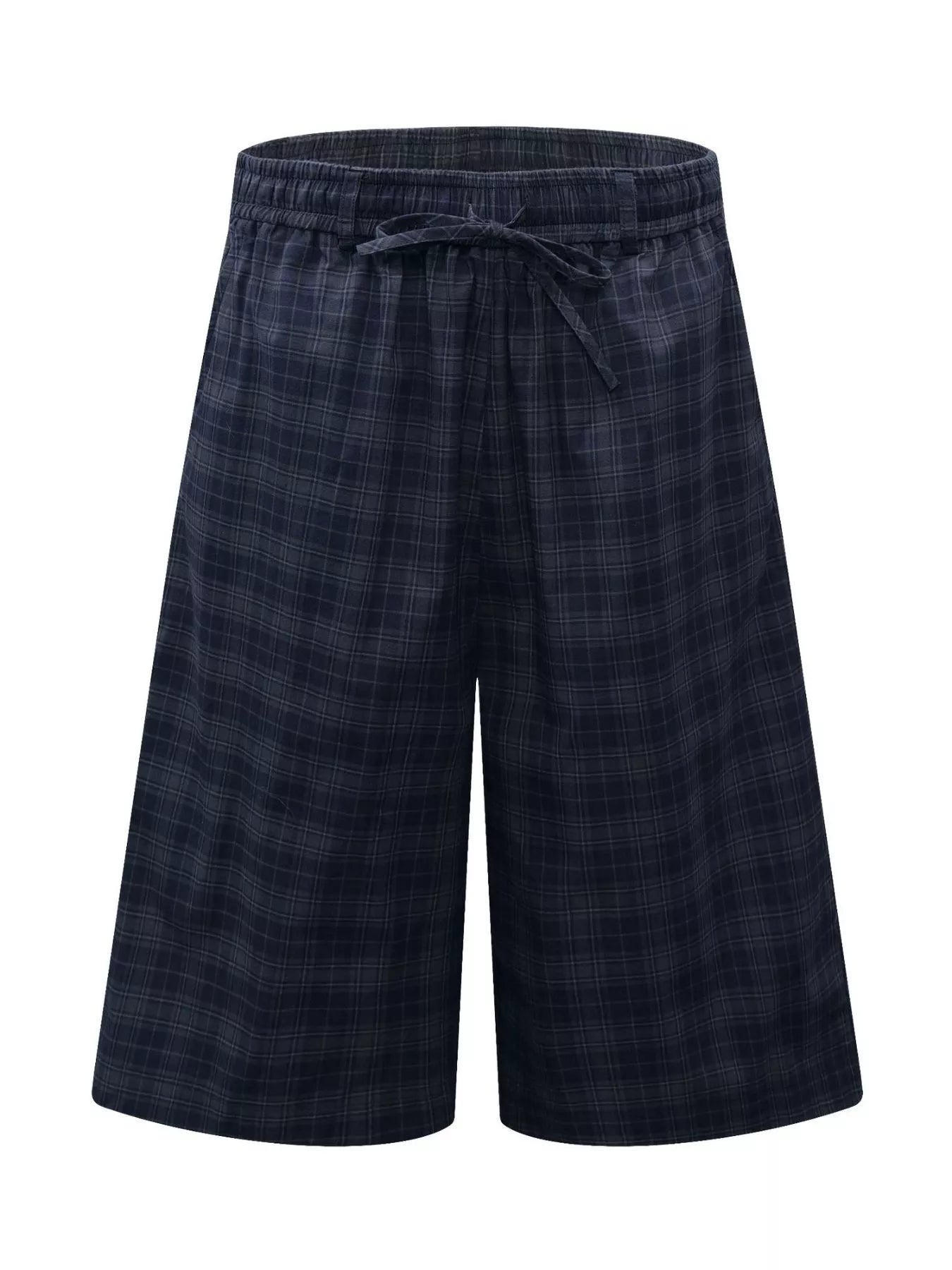 mens-plaid-wide-leg-drawstring-shorts-01