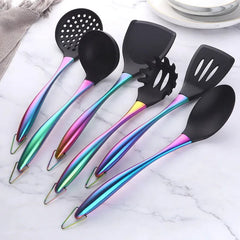 1-7PCS/Set Silicone Cooking Tool Set 6pcs Rainbow 0
