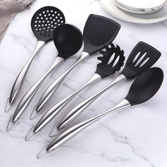 1-7PCS/Set Silicone Cooking Tool Set 6pcs Silver