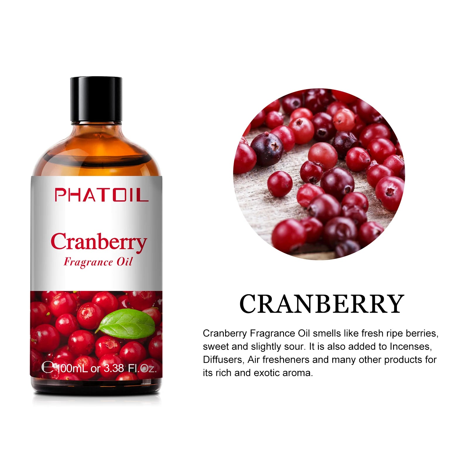 100ml Coconut Fragrance Oil: Candle and Soap Making with Mango, Apple, Banana, Grape, Cherry, Watermelon, Lemon, Passion Fruit Flavoring Cranberry / 100ml / United States