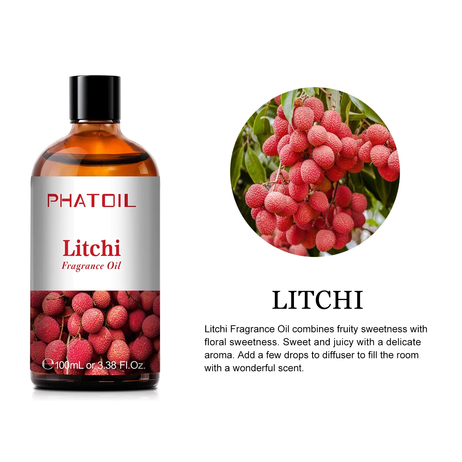 100ml Coconut Fragrance Oil: Candle and Soap Making with Mango, Apple, Banana, Grape, Cherry, Watermelon, Lemon, Passion Fruit Flavoring Litchi / 100ml / United States