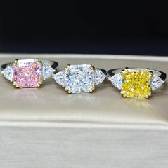 10Ct Lab Created Diamond Statement 14K Gold Cushion Cut Ring