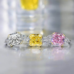 10Ct Lab Created Diamond Statement 14K Gold Cushion Cut Ring