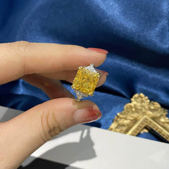 10Ct Lab Created Diamond Statement 14K Gold Cushion Cut Ring