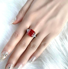 10Ct Lab Created Diamond Statement 14K Gold Cushion Cut Ring
