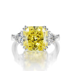 10Ct Lab Created Diamond Statement 14K Gold Cushion Cut Ring 5 US / Canary