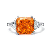 10Ct Lab Created Diamond Statement 14K Gold Cushion Cut Ring 5 US / SunsetOrange