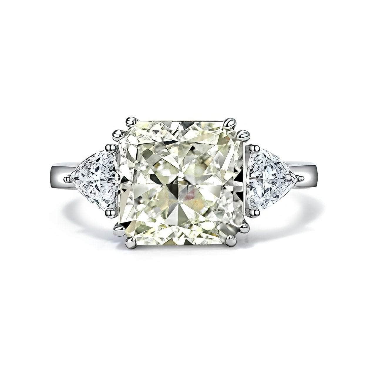 10Ct Lab Created Diamond Statement 14K Gold Cushion Cut Ring 5 US / WhiteG