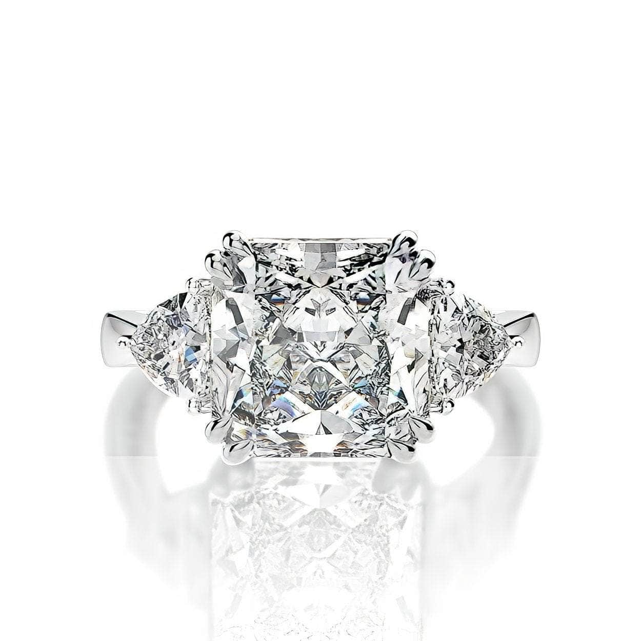 10Ct Lab Created Diamond Statement 14K Gold Cushion Cut Ring 5 US / WhitePlatinum