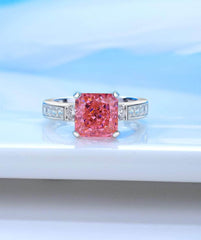 10K White Gold Emerald Square Cut Lab Simulated Diamond Gemstone Ring
