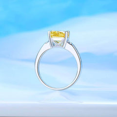 10K White Gold Emerald Square Cut Lab Simulated Diamond Gemstone Ring