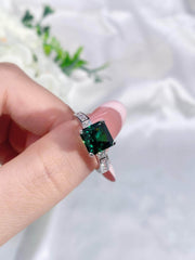 10K White Gold Emerald Square Cut Lab Simulated Diamond Gemstone Ring