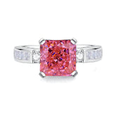 10K White Gold Emerald Square Cut Lab Simulated Diamond Gemstone Ring 6 US / Padparadscha