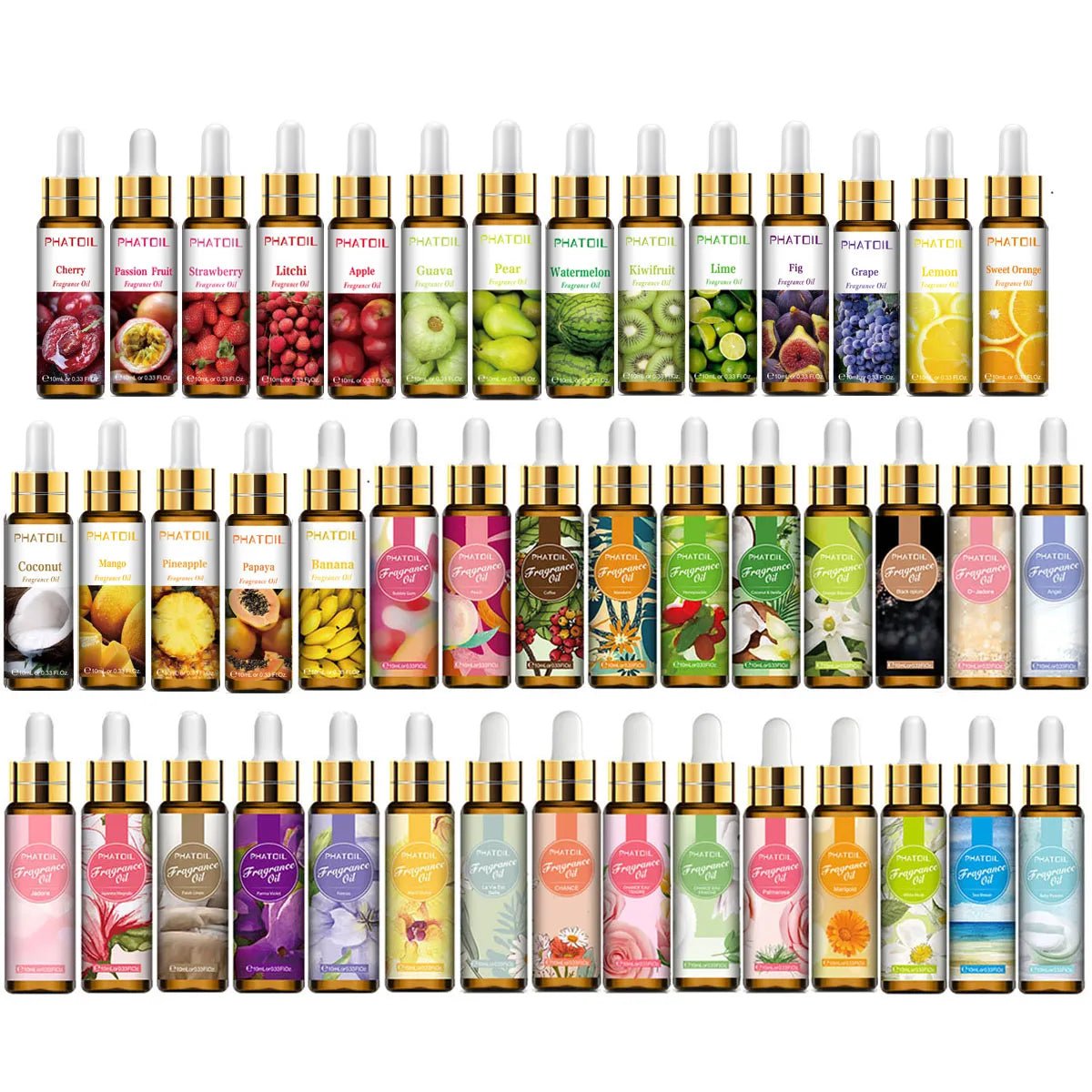 10ml Pure Fruit Flower Aroma Fragrance Oil for Candle and Soap Making - Strawberry, Mango, Passion, Musk, Banana, Coconut - with Dropper