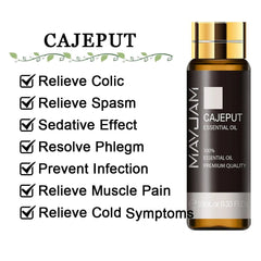 10ml Pure Lavender, Eucalyptus, Rose, Lemon, Jasmine, Vanilla, Mint, Sandalwood, Bergamot, Tea Tree Essential Oils for Diffuser Aroma Cajeput / 10ml / CHINA