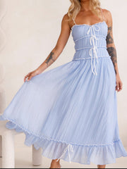 Vestido midi de tirantes con volantes en el bajo Devine Frill