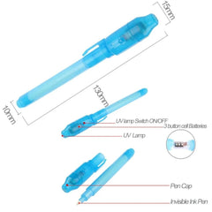 12 invisible ink spy pens with UV light for secret messages, great for kids' party Mix Color