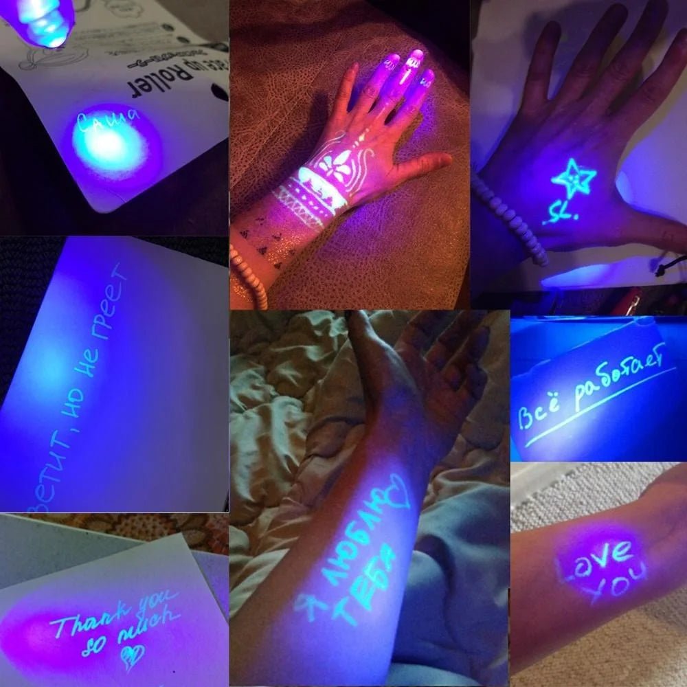 12 invisible ink spy pens with UV light for secret messages, great for kids' party Mix Color