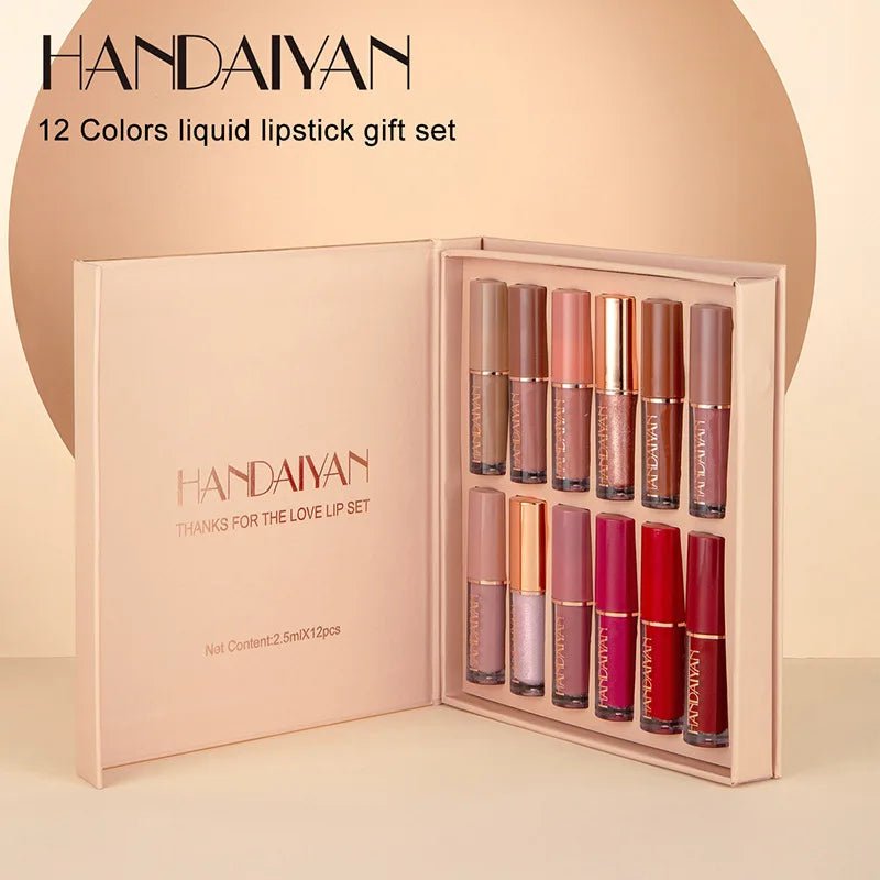 12Color Liquid Lipstick Lip Gloss Sets Matte Red Velvet Long Lasting Waterproof Non Stick Cup Sexy Fashion Lips Makeup Cosmetics 12pcs