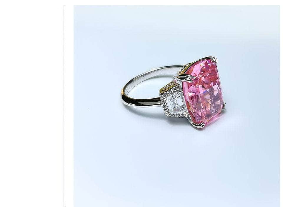 12ct 925 Sterling Silver Pink Sapphire Gemstone Lab Diamond Statement Ring