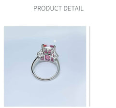 12ct 925 Sterling Silver Pink Sapphire Gemstone Lab Diamond Statement Ring