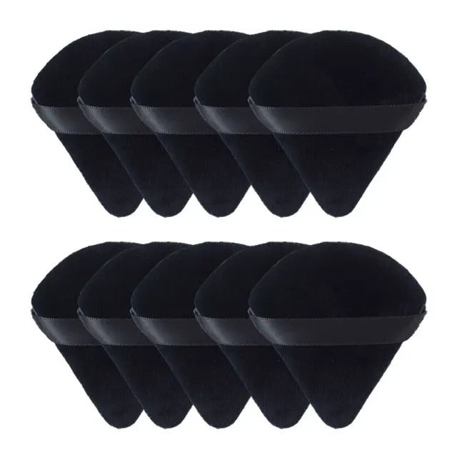 12Pc Velvet Triangle Makeup Sponges for Face and Eyes 10pcs-black