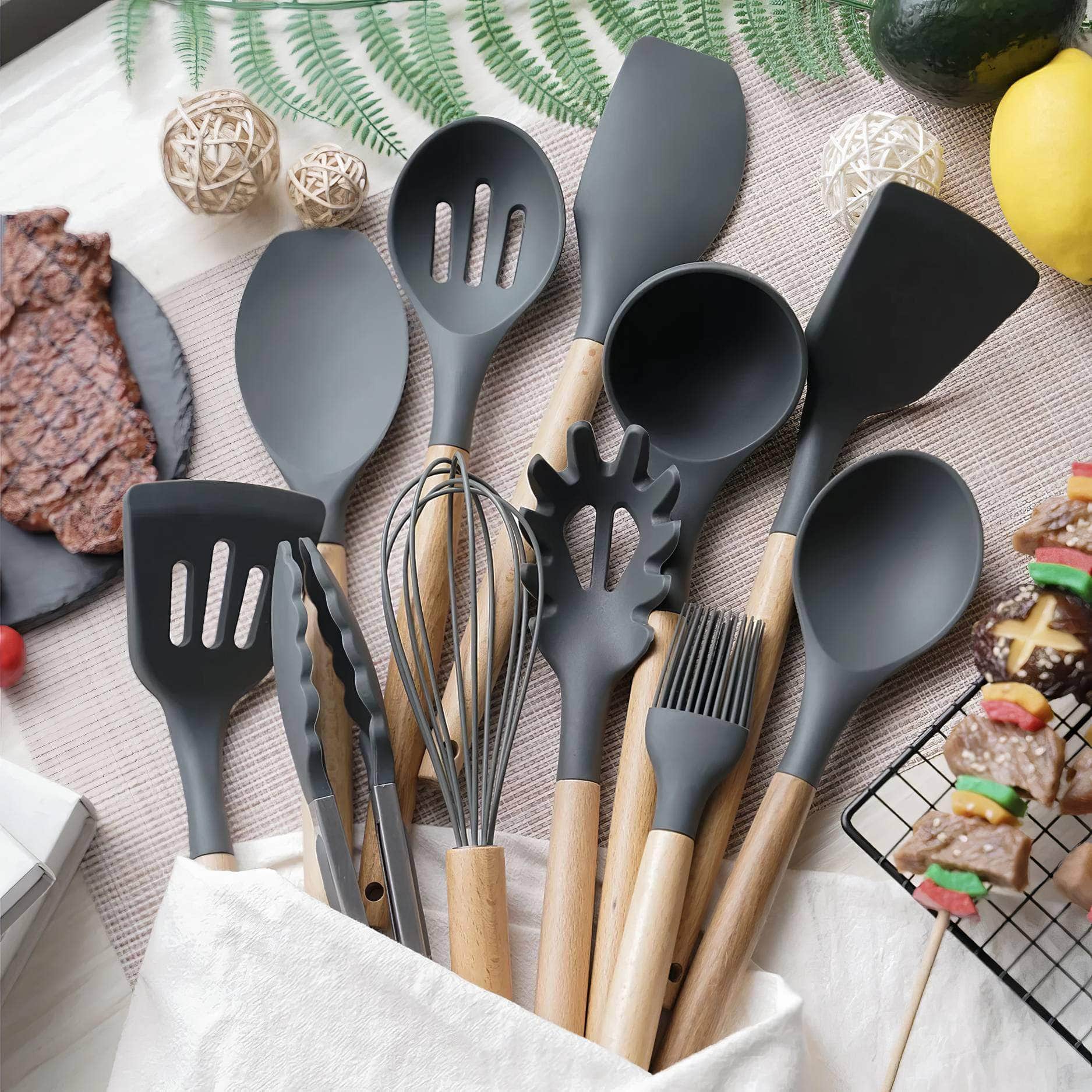 12PCS Non-Stick Silicone Kitchen Utensils Set