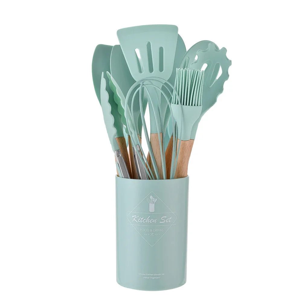 12PCS Non-Stick Silicone Kitchen Utensils Set Mint 12Pcs