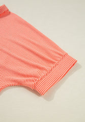 Camisa de media manga con botones y cordón, de corte alto y bajo