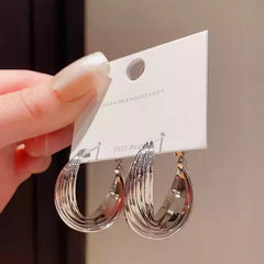 14k Gold Tone Ribbed Hoop Earrings