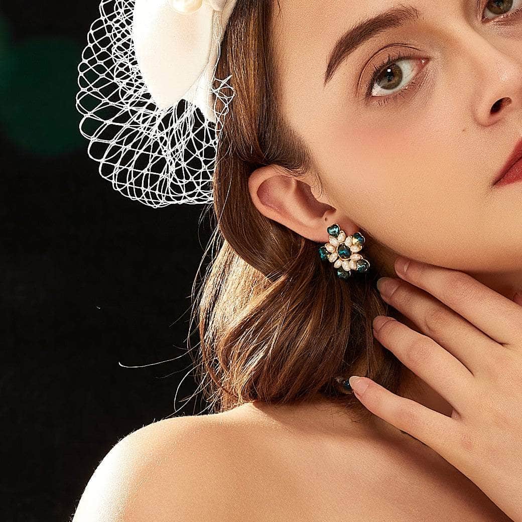 14k Gold Accent Enamel Heart Shaped Gemstone Earrings