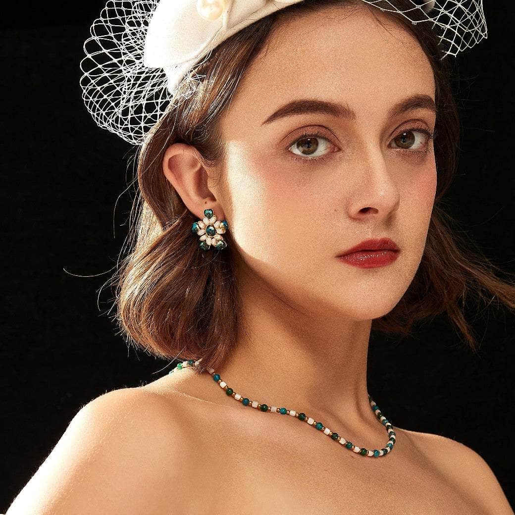 14k Gold Accent Enamel Heart Shaped Gemstone Earrings