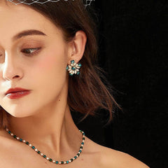 14k Gold Accent Enamel Heart Shaped Gemstone Earrings