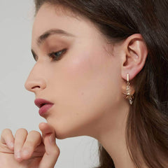 14K Gold Blossom Crystal Drop Earrings