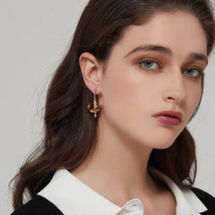 14K Gold Blossom Crystal Drop Earrings