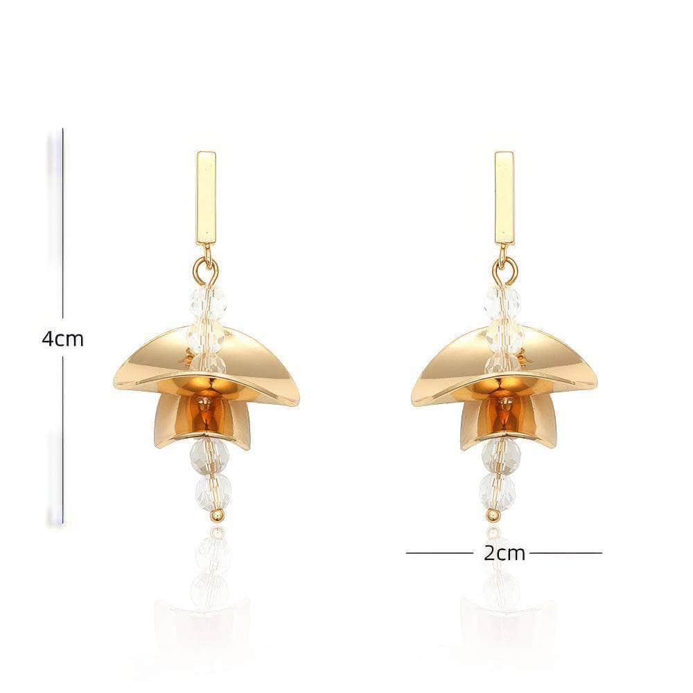 14K Gold Blossom Crystal Drop Earrings