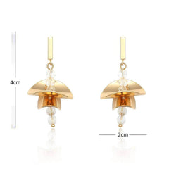 14K Gold Blossom Crystal Drop Earrings