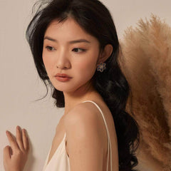 14K Gold Blue Sapphire Floral Stud Earrings