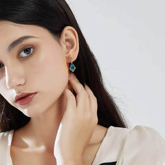 14K Gold Blue Sapphire Teardrop Earrings