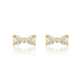 14K Gold Bow Knot Stud Earrings Gold / Clip On
