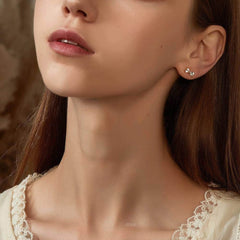 14K Gold Bow Knot Stud Earrings Gold / Clip On