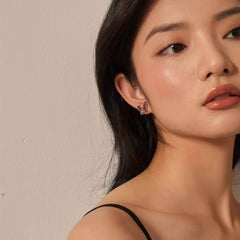 14k Gold Butterfly Deco Stud Earrings DarkRed