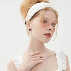 14K Gold Cable Wrap Glazed Gemstone Earrings