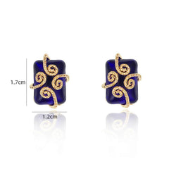 14K Gold Cable Wrap Glazed Gemstone Earrings