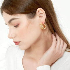 14k Gold Chunky C-Shape Statement Half Hoop Earrings Gold / Clip On