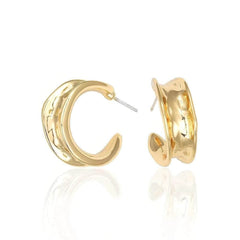 14k Gold Chunky C-Shape Statement Half Hoop Earrings Gold / Clip On